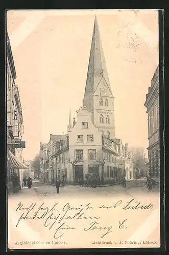 AK Lübeck, Aegidienkirche, Strassenpartie