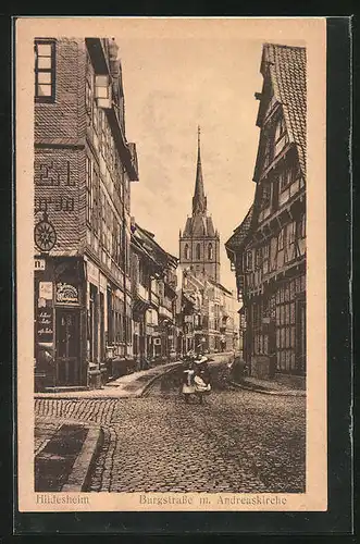 AK Hildesheim, Burgstrasse mit Andreaskirche