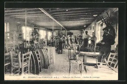 AK Perrecy-les-Forges, Fabrique de Chaises, Atelier de montage