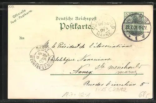 Lithographie Ganzsache PP15C29 /02: Heidelberg, 18. Verbands-Schiessen 1901, Schütze nach dem Schuss