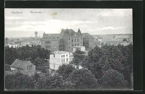 AK Elmshorn, Panoramablick über die Dächer der Stadt