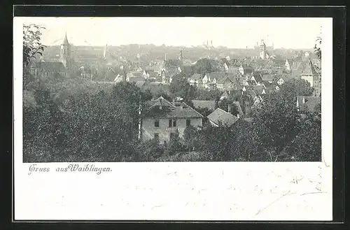 AK Waiblingen, Blick auf die Dächer von Waiblingen