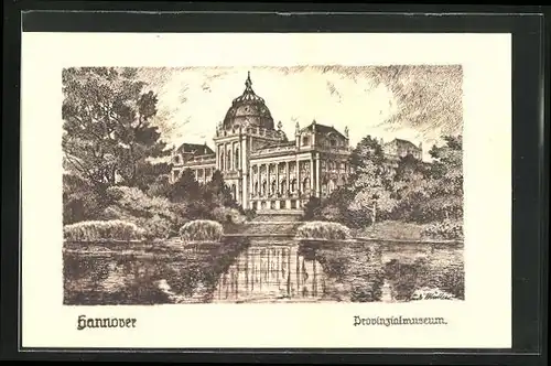 Künstler-AK Hannover, nach Zeichnung von Rudi Müllers, Provinzialmuseum