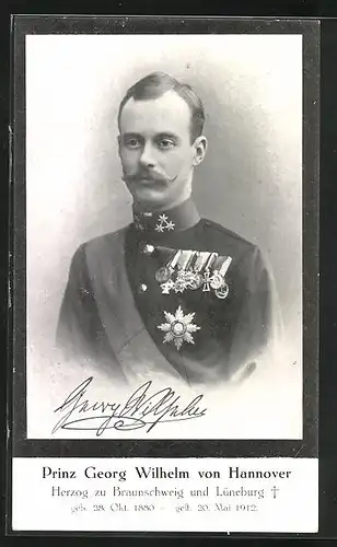 AK Prinz Georg Wilhelm von Hannover, geb. 28.10.1880, gest. 20.5.1912