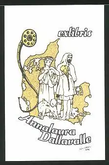 Exlibris Annalaura Dallavalle, Landkarte mit Familie