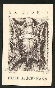 Exlibris Josef Glücksmann, Fell vom Tier straff gezogen