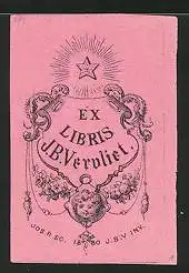 Exlibris J. B. Verolirt, Wappen mit Kinderkopf und Stern