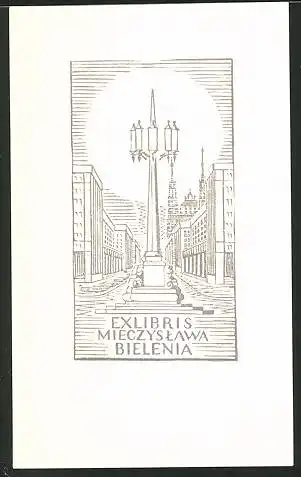 Exlibris Mieczyslawa Bielenia, Strassenlaterne