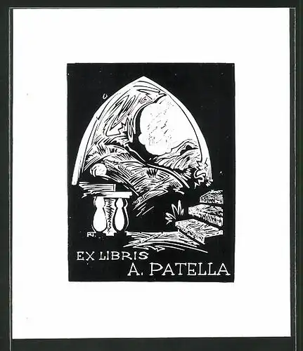 Exlibris A. Patella, Treppe im dunkeln