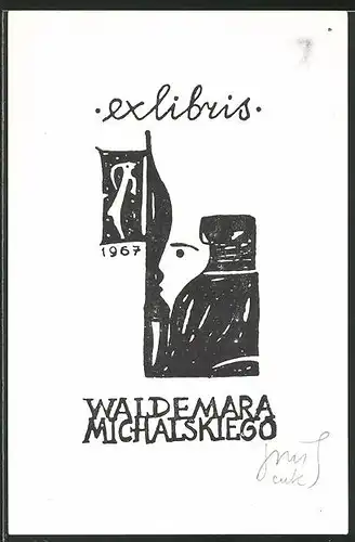 Exlibris Waldemara Michalskiego, Fahne mit Hase