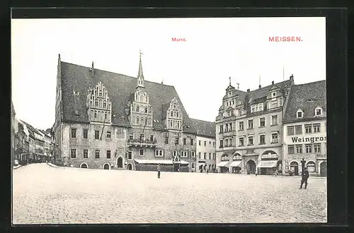 AK Meissen, Markt mit Geschäften