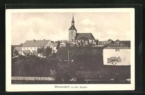 AK Börnersdorf im östl. Erzgeb., Teilansicht mit Kirche