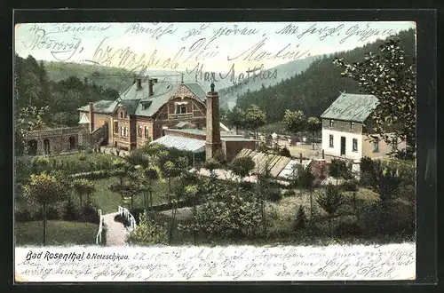 AK Netzschkau, Blick zum Gasthof Bad Rosenthal