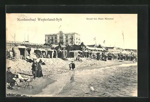 AK Nordseebad Westerland-Sylt, Strand bei Haus Miramar