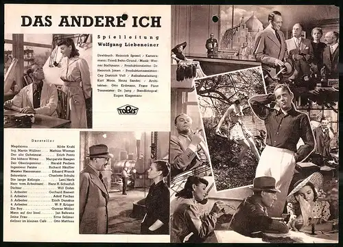 Filmprogramm IFK Nr. 3239, Das andere Ich, Hilde Krahl, Mathias Wieman, Erich Ponto, Regie: Wolfgang Liebeneiner