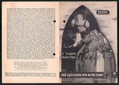 Filmprogramm Filmbühne Nr. 29, Der Glöckner von Notre Dame, Maureen O`Hara, Charles Laughton, Regie: William Dieterle