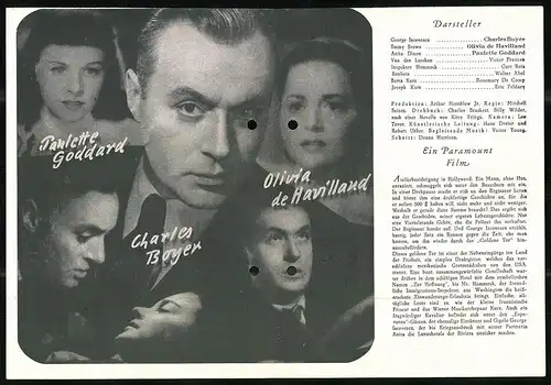 Filmprogramm FIlmbühne Nr. 35, Das goldene Tor, Charles Boyer, Olivia de Havilland, Regie: Mitchell Seisen