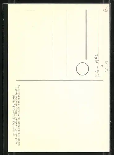Künstler-AK sign. H. Moritz: Lustige Gezähekiste - 48 bergmännische Begriffe, Bild 27, Schlagmaschine