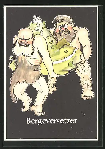 Künstler-AK sign. H. Moritz: Lustige Gezähekiste - 48 bergmännische Begriffe, Bild 33, Bergversetzer