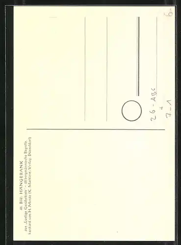 Künstler-AK sign. H. Moritz: Lustige Gezähekiste - 48 bergmännische Begriffe, Bild 46, Hängebank