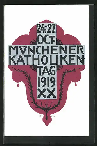 Künstler-AK München, Münchener Katholikentag 1919, Blume