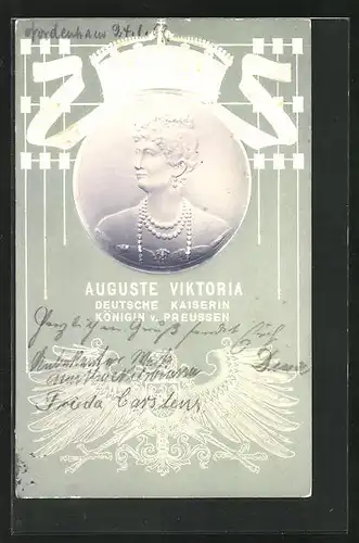 Präge-Airbrush-AK Kaiserin Auguste Victoria Königin von Preussen