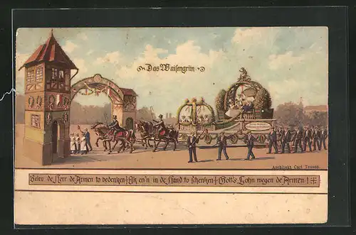 Künstler-AK Hamburg, 16. Deutsches Bundesschiessen 1909, Das Waisengrün