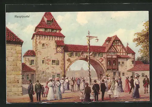 Künstler-AK Hamburg, 16. Deutsches Bundesschiessen 1909, Hauptportal