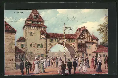 Künstler-AK Hamburg, 16. Deutsches Bundesschiessen 1909, Hauptportal