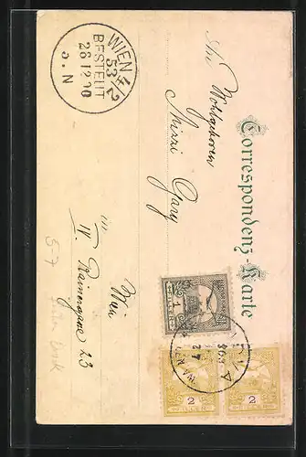 AK Ortspartie mit einem Paar im Biedermeierstil, 1830