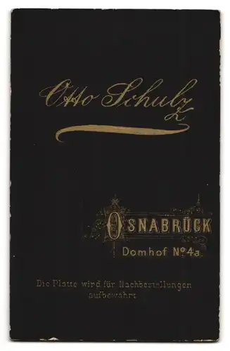 Fotografie Otto Schulz, Osnabrück, Domhof 4 a, Portrait bürgerliche Dame mit Hochsteckfrisur