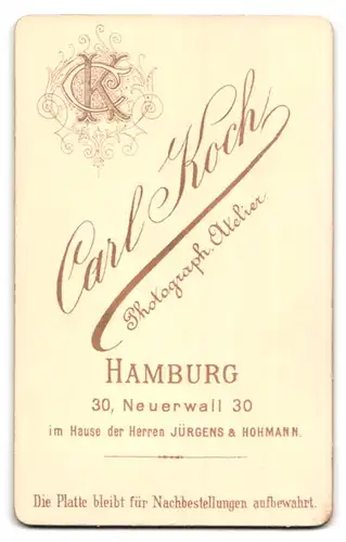 Fotografie Carl Hoch, Hamburg, Neuerwall 30, Portrait Herr im Jacket mit Brille und breiter Krawatte