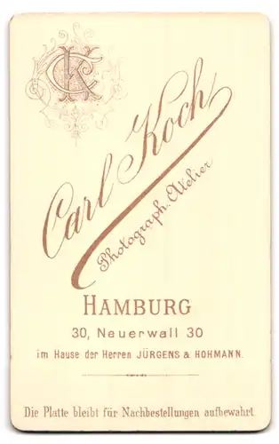 Fotografie Carl Hoch, Hamburg, Neuerwall 30, Portrait Bursche in Jacke mit Querbinder