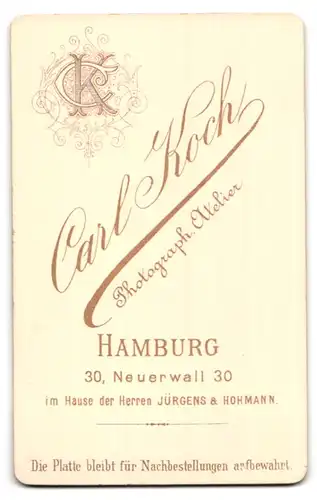 Fotografie Carl Hoch, Hamburg, Neuerwall 30, Portrait Mann im Anzug mit Querbinder