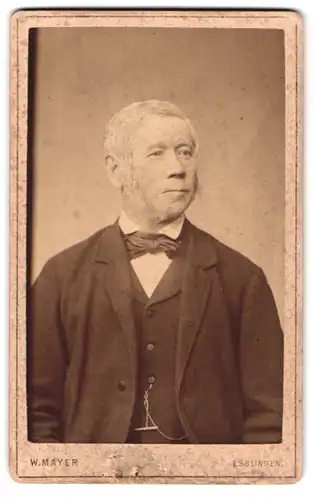 Fotografie Wilhelm Mayer, Esslingen, Portrait älterer Herr im Anzug mit Fliege