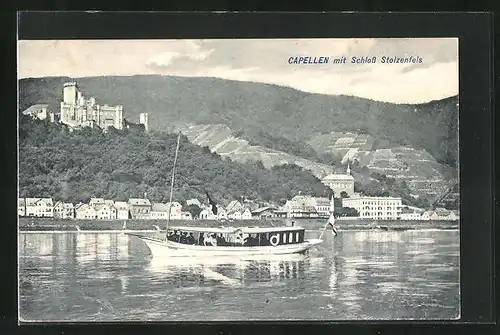 AK Stolzenfels am Rhein, Capellen mit Schloss, Dampfer