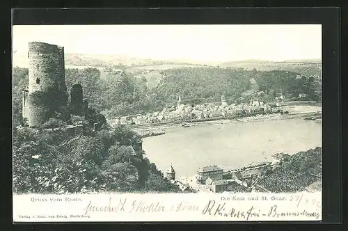 AK St. Goar / Rhein, Ruine mit Ortsansicht