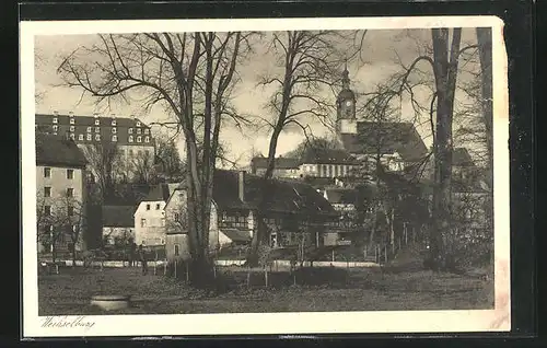 AK Wechselburg, Ortspartie mit Kirche