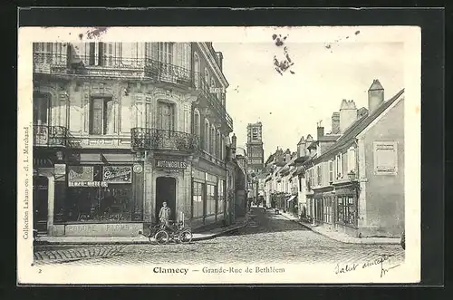 AK Clamecy, Grande-Rue de Bethléem, Strassenpartie