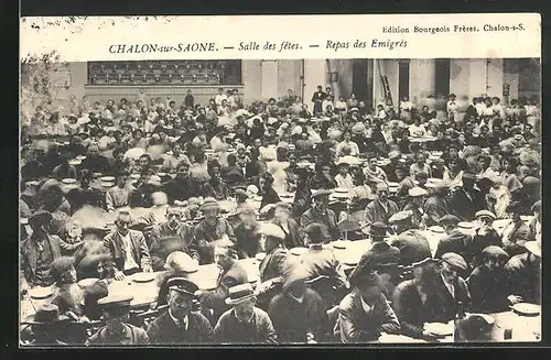 AK Chalon-sur-Saône, Salle des fêtes, Repas des Emigrés