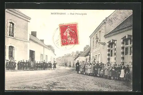 AK Montbizot, Rue Principale, Kinder auf der Strasse
