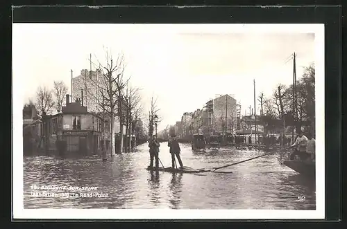 AK Boulogne-sur-Seine, Inondation 1910, Le Rand-Point, Hochwasser