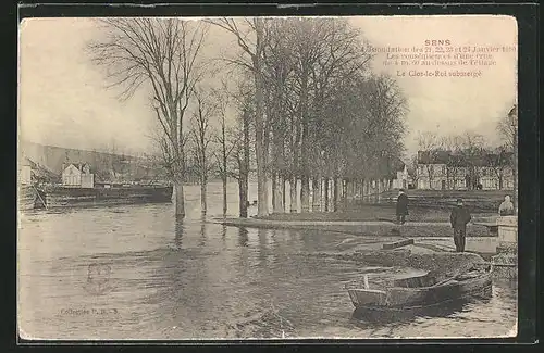 AK Sens, L`Inondation 1910, Le Clos-le-Roi submergé, Hochwasser