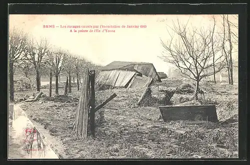 AK Sens, Les ravages causés par l`Inondation des 1910, Hochwasser