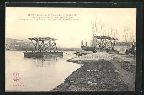 AK Sens, Les Suites de l`Inondation des 1910, Hochwasser