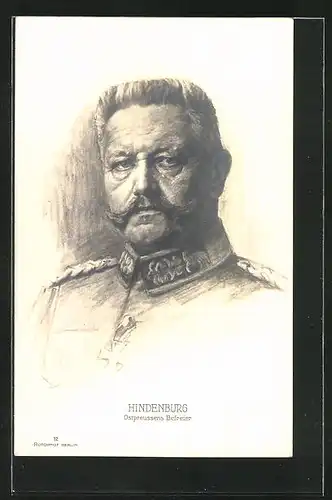 AK Paul von Hindenburg als Bleistiftskizze