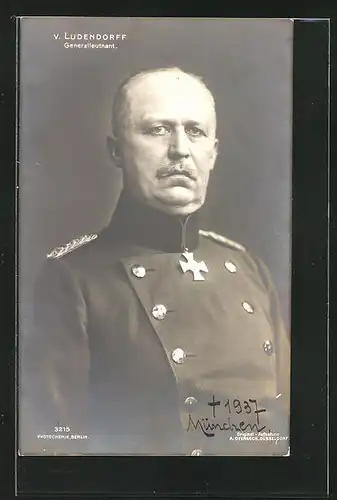 AK Generalleutnant Erich Ludendorff in Uniform