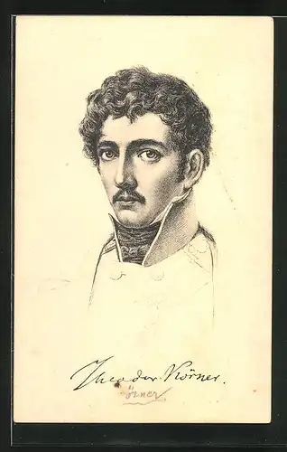 AK Portrait des deutschen Theaterdichters Karl Theodor Körner