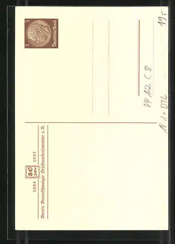 AK Ganzsache PP 122 C 8: Braunschweig, 50 Jahre Verein der Briefmarkensammler 1885-1935