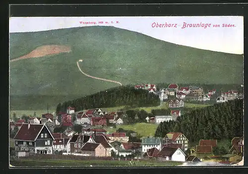 AK Braunlage / Oberharz, Ortsansicht mit Wurmberg